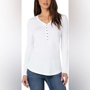 LIVERPOOL White V-Neck Long Sleeve top NWT